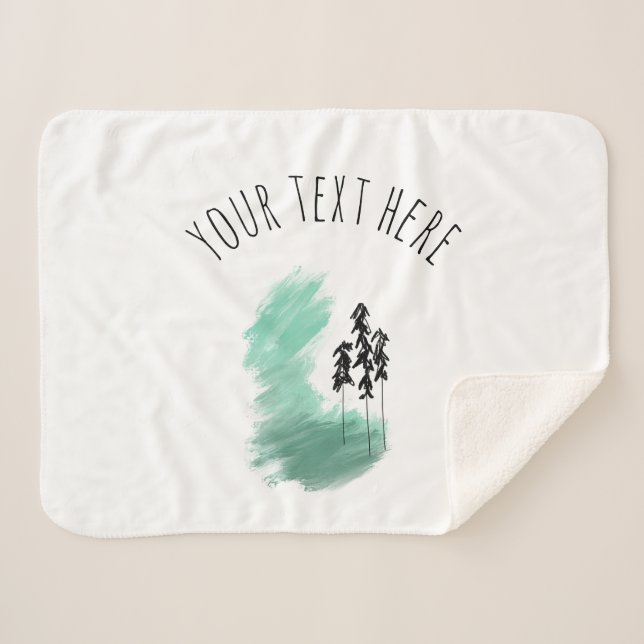 Manta Sherpa Árbol verde escandinavo arte simple menta moderna (Anverso (horizontal))