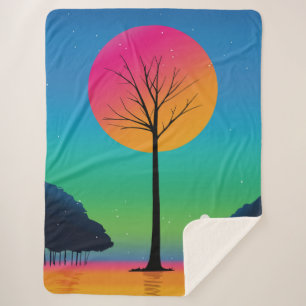 Manta Sherpa Árbol vivo bajo un cielo cocoiris