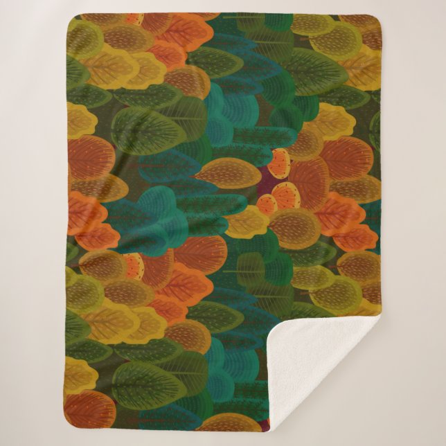 Manta Sherpa Árboles caídos modernos y coloridos (Anverso)