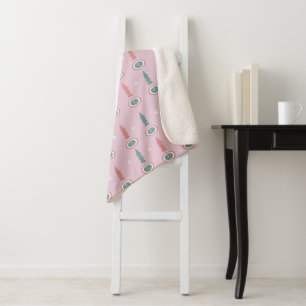 Manta Sherpa Árboles de Navidad Copos de Nieve Rosa Verde