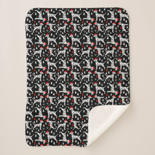 Manta Sherpa Árboles de Navidad dálmatas Santa Hat Perro negro 
