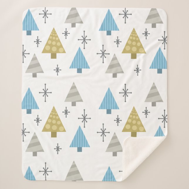 Manta Sherpa Árboles de Navidad retro de los años 50 (Anverso)