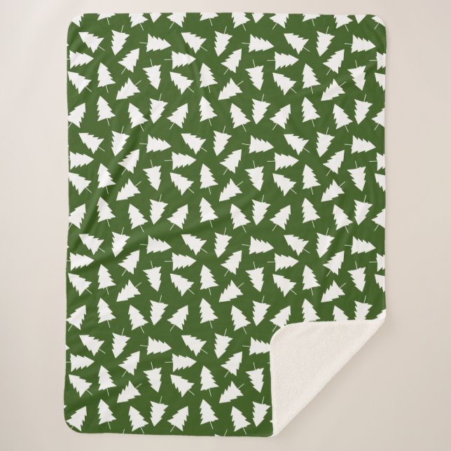 Manta Sherpa Árboles Evergreen de bonito (Anverso)