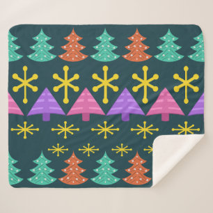 Manta Sherpa Árboles navideños de la era atómica Kitsch Oscuro