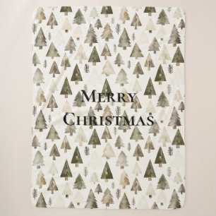 Manta Sherpa Árboles navideños verdes de oliva