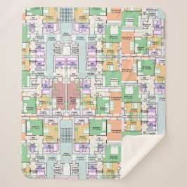 Manta Sherpa Architectural Blueprint Pattern Throw Blanket