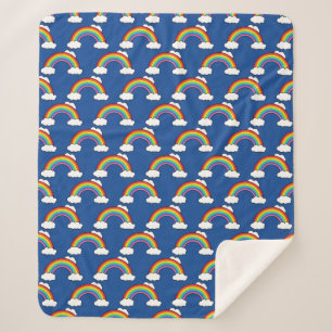 Manta Sherpa Arcoiris con nubes blancas
