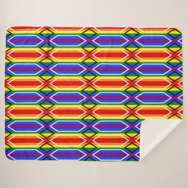 Manta Sherpa Arcoiris geométrico (Anverso (horizontal))
