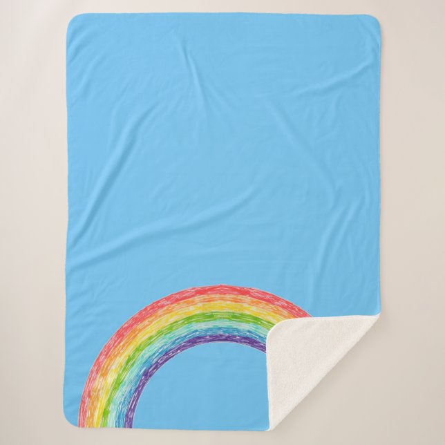 Manta Sherpa Arcoiris y cielo azul (Anverso)
