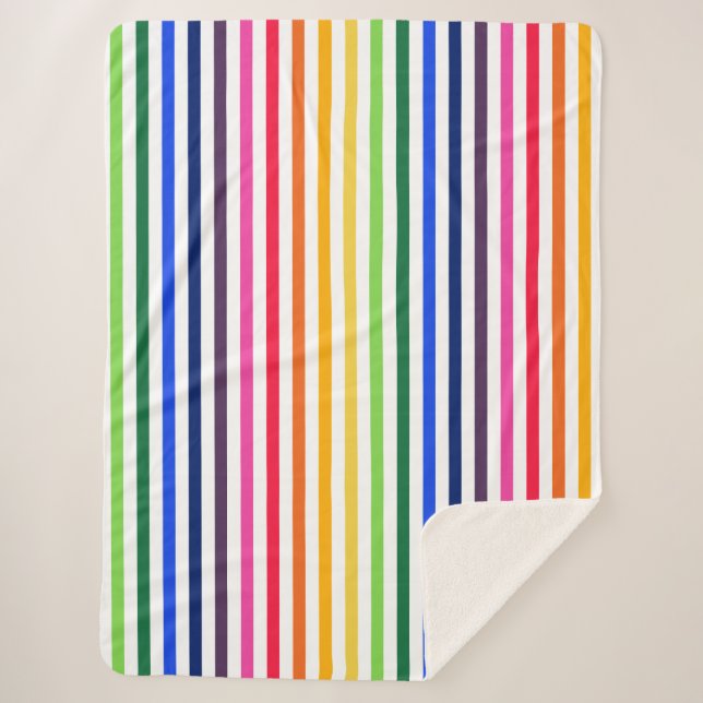 Manta Sherpa Arcoiris y rayas blancas (Anverso)