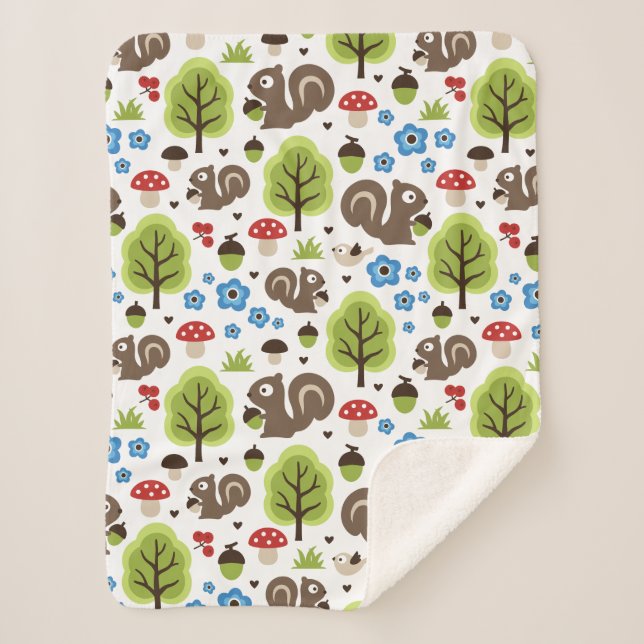 Manta Sherpa Ardilla en el patrón del bosque de robles (Anverso)