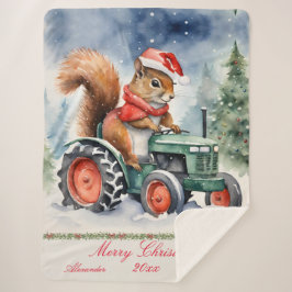 Manta Sherpa Ardilla en un Navidad de tractores