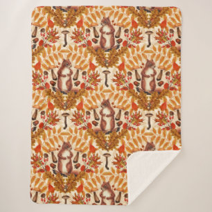 Manta Sherpa Ardilla otoñal en blanco roto