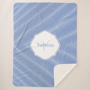 Manta Sherpa Arena azul riega Monograma Sherpa Blanc