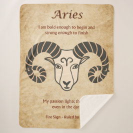 Manta Sherpa Aries Zodiac Design with Bold Aries Affirmations 