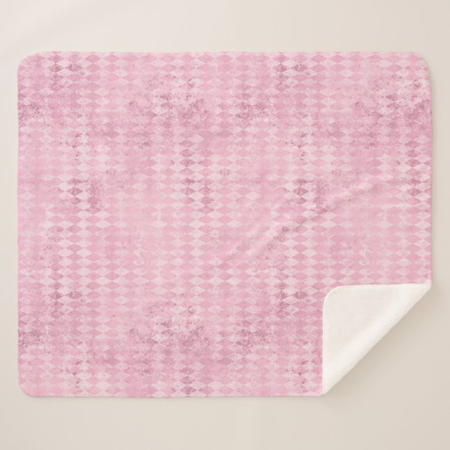 Manta Sherpa Arlequín Rosa (Anverso (horizontal))