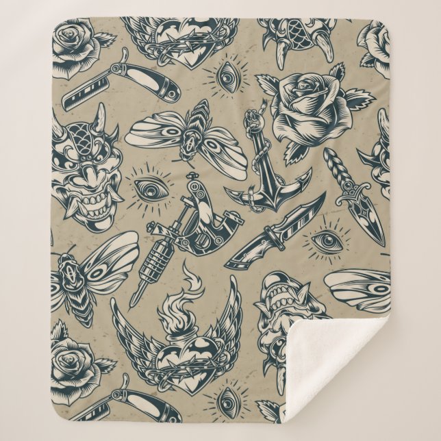 Manta Sherpa Armas y rosas (Anverso)