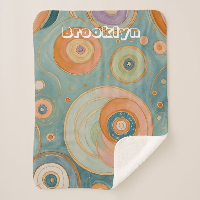 Manta Sherpa Armonía Kaleidoscope: Los Círculos Swirly Pastel (Anverso)