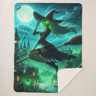 Manta Sherpa Aroma verde espumoso bruja Halloween