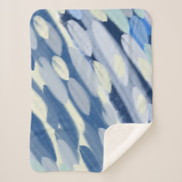 Manta Sherpa Arte abstracto azul y blanco