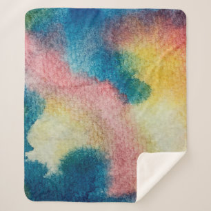 Manta Sherpa Arte abstracto de colorida tinta brillante y acuar