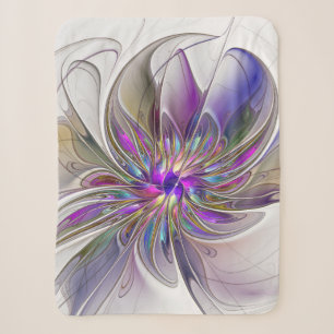 Manta Sherpa Arte abstracto fractal de flor energético y colori