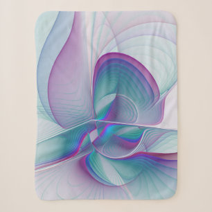 Manta Sherpa Arte colorido moderno rosa azul turquesa fractal