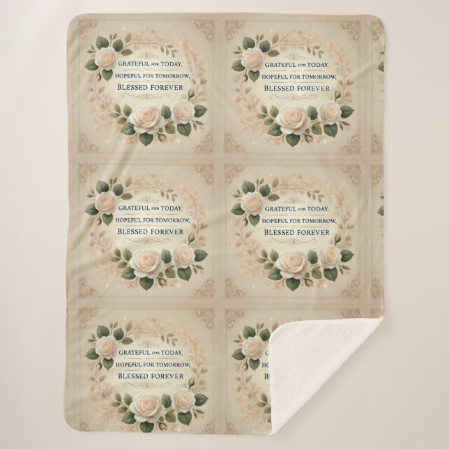 Manta Sherpa Arte de IA Bendito Por Siempre  (Anverso)