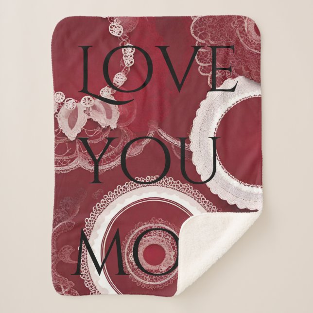 Manta Sherpa Arte de IA Dark Red Floral (Anverso)