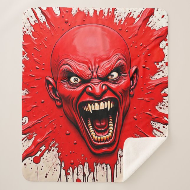 Manta Sherpa Arte de la ira de los Demonios Rojos (Anverso)