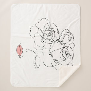 Manta Sherpa Arte de línea floral: Mujer mínima.