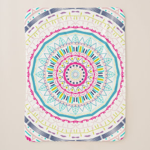 Manta Sherpa Arte de mandala colorido vibrante