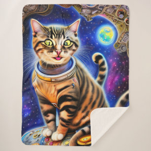 Manta Sherpa Arte de memes del mundo espacial de un gato callej