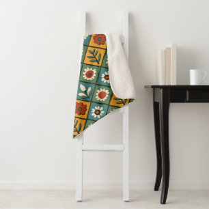 Manta Sherpa Arte de mosaico floral africano