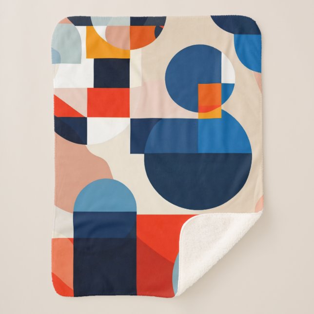 Manta Sherpa Arte de resumen geométrico escandinavo de medio si (Anverso)