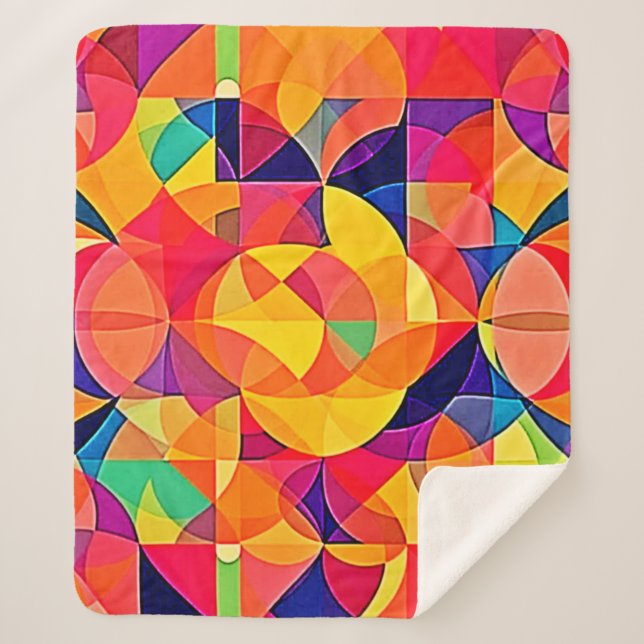 Manta Sherpa Arte de simetría abstracto vibrante (Anverso)
