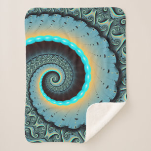 Manta Sherpa Arte en espiral fractal abstracto azul turquesa na