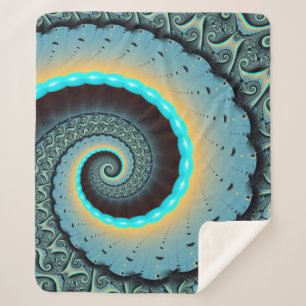 Manta Sherpa Arte en espiral fractal abstracto azul turquesa na