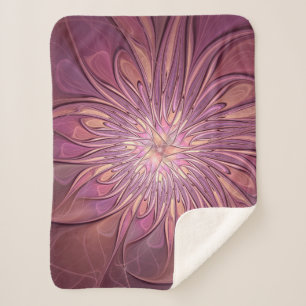 Manta Sherpa Arte floral fractal moderno abstracto colores de b