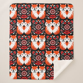 Manta Sherpa Arte folclórico escandinavo de Fox