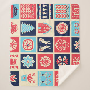 Manta Sherpa Arte folclórico escandinavo: floral vintage.