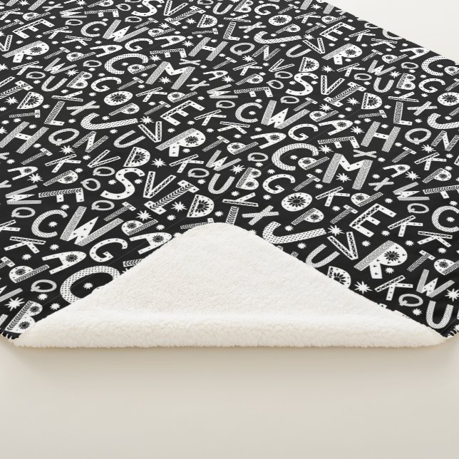 Manta Sherpa Arte folclórico nórdico Alpha Jumble Sherpa Blanke (3/4)