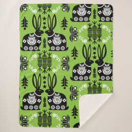 Manta Sherpa Arte folclórico nórdico escandinavo conejo