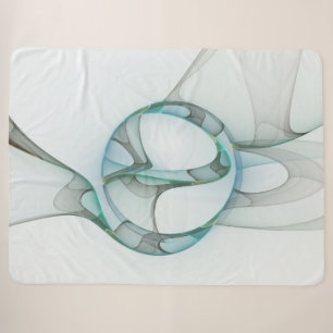 Manta Sherpa Arte fractal abstracto moderno azul turquesa gris
