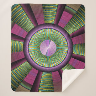 Manta Sherpa Arte Fractal Moderno, Redondo Y Colorido