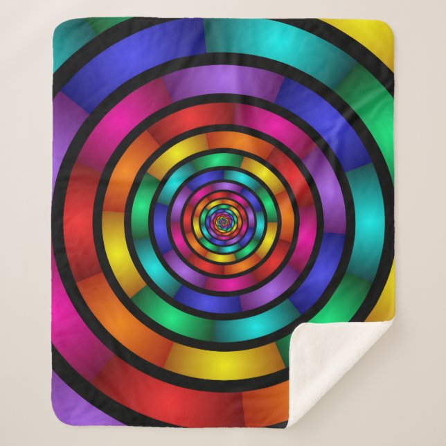 Manta Sherpa Arte fractal moderno y psicodélico (Anverso)