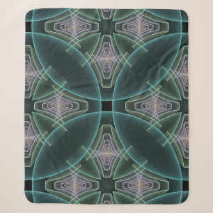 Manta Sherpa Arte gráfico geométrico fractal teal moderno