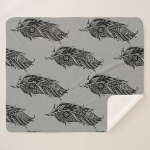 Manta Sherpa Arte Gráfico Moderno Feather Tribal Art