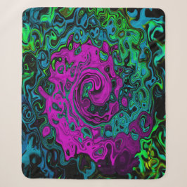 Manta Sherpa Arte Líquido Giratorio Abstracto Magenta Enérgico