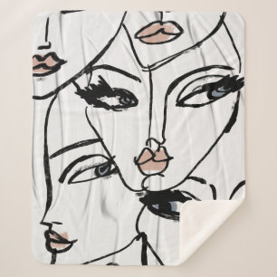 Manta Sherpa Arte minimalista de línea de mujeres